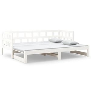 vidaXL Pat extensibil de zi, alb, 2x(90x200) cm, lemn masiv de pin