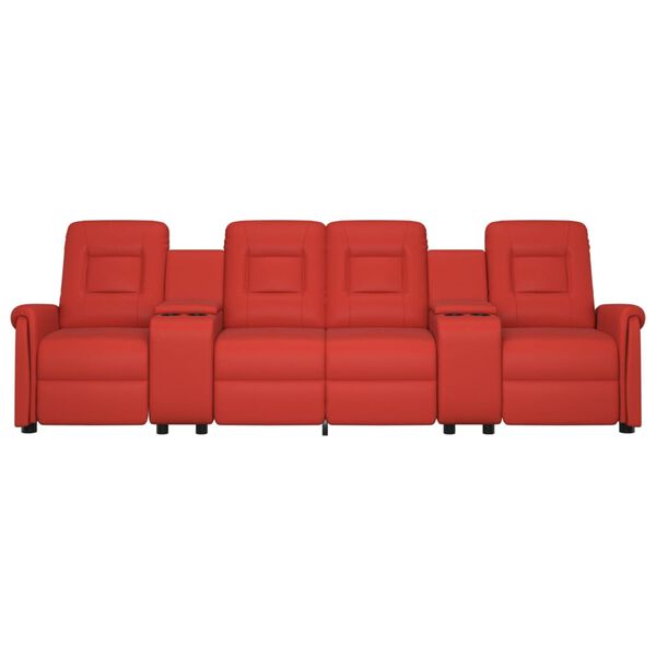 vidaXL Fotoliu rabatabil 4 locuri/suporturi pahar, roșu vin, piele eco