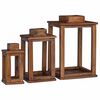 vidaXL Felinar 3 buc. natural 30 x 30 x 44 cm Lemn de mahon LED-uri