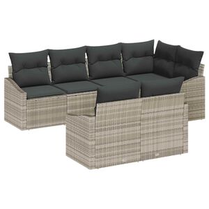 vidaXL Set de canapele pentru grădină 7 buc. Gri deschis poliratan