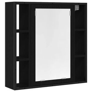 vidaXL Dulap cu oglindă pentru baie, stejar negru, 60x16x60 cm, lemn stratificat