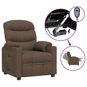 vidaXL Fotoliu rabatabil electric, maro, material textil