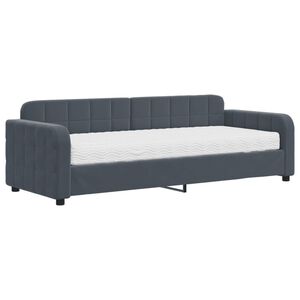 vidaXL Pat de zi cu saltea, gri &icirc;nchis, 80x200 cm, catifea
