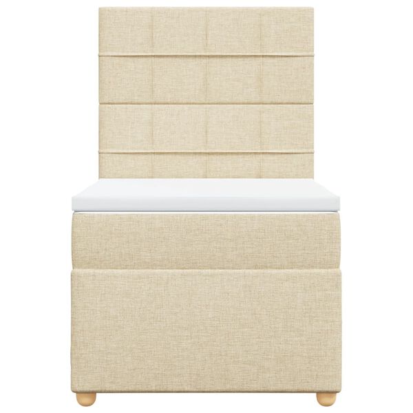 vidaXL Pat box spring cu saltea, crem, 100x200 cm, textil