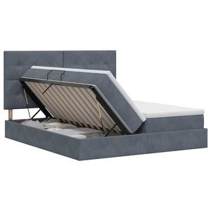 vidaXL Pat cu storage cu headboard Gri &icirc;nchis 180 x 200 cm Catifea