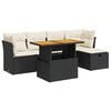 vidaXL Set mobilier grădină perne 6 piese negru poliratan/lemn acacia