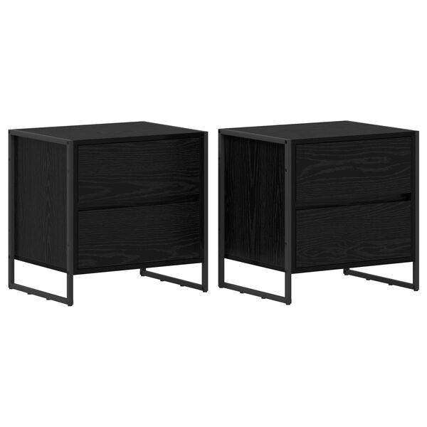vidaXL Noptieră 2 pcs Stejar Negru 50 x 39.5 x 50 cm Lemn compozit