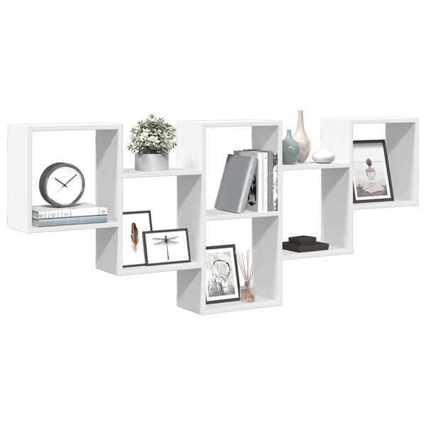 vidaXL Raft de perete, alb, 159x18x66 cm, lemn prelucrat