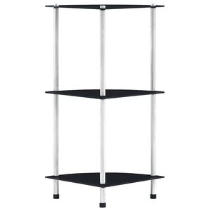 vidaXL Raft cu 3 niveluri, negru, 30 x 30 x 67 cm, sticlă securizată