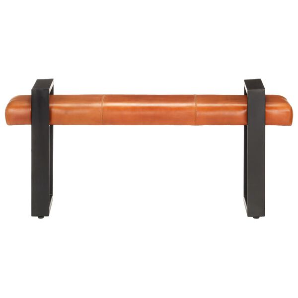 vidaXL Bancă, negru și maro, 120 cm, piele naturală de capră