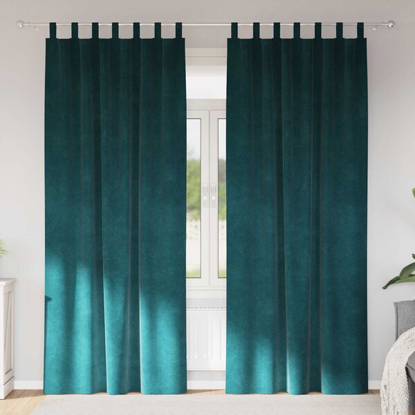 vidaXL Perdele opace 2 pcs Verde &icirc;nchis 140 x 225 cm Catifea