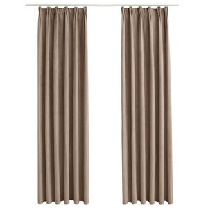 vidaXL Draperii opace cu c&acirc;rlige, 2 buc., gri taupe, 140 x 225 cm