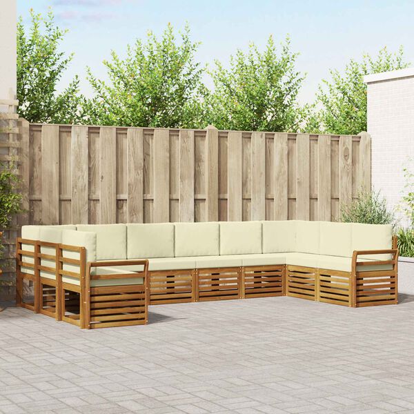 vidaXL Set canapea sectională cu pernă 10 pcs Natural și Crem