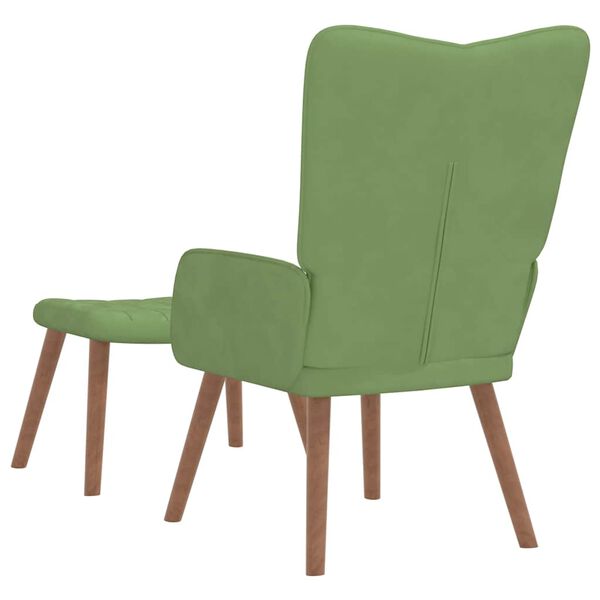 vidaXL Scaun de relaxare cu taburet, verde deschis, catifea