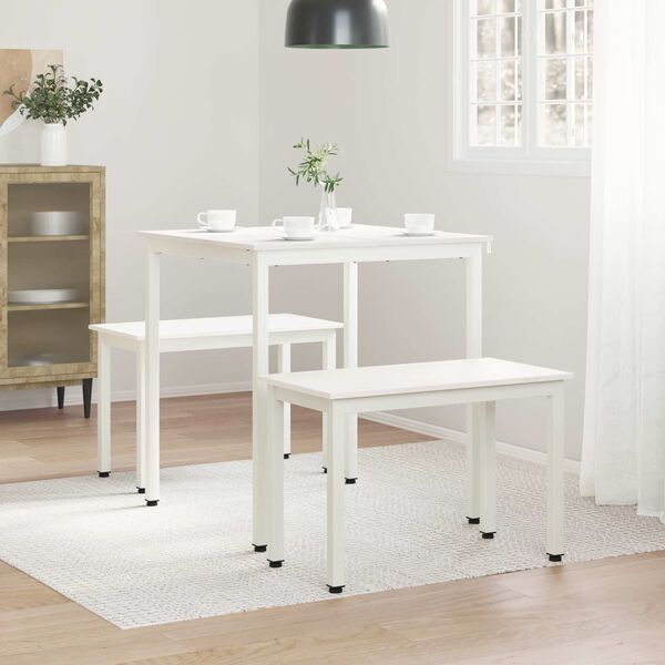 vidaXL Masă de dining Alb 70 x 70 x 75 cm Lemn de pin masiv