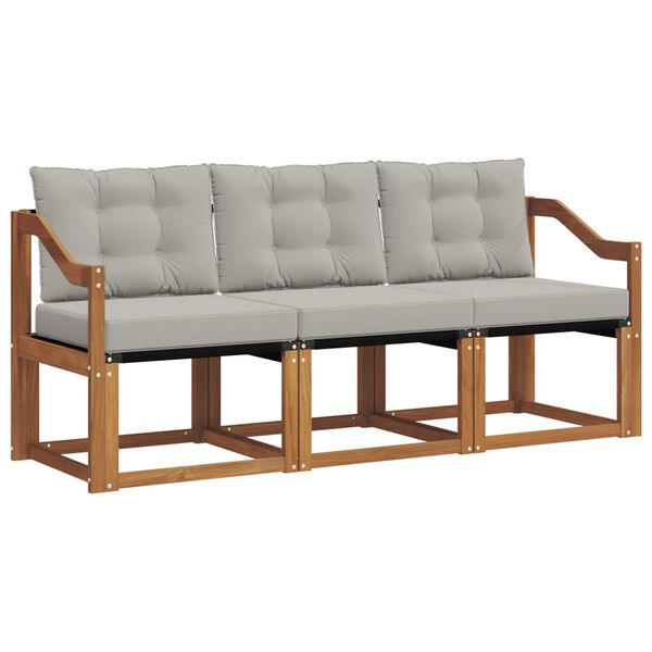 vidaXL Set de canapele de exterior 3 pcs Gri natural și deschis