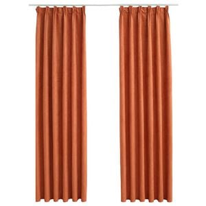 vidaXL Draperii opace cu c&acirc;rlige, 2 buc., ruginiu, 140 x 175 cm