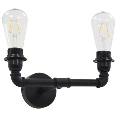 vidaXL Lampă de perete cu 2 brațe, negru, 2 becuri x E27
