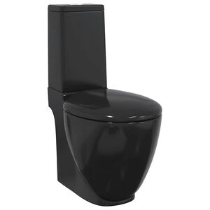vidaXL Toaletă, negru, ceramică, flux de apă &icirc;n spate