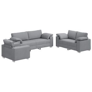 vidaXL Canapea 3 buc. Gri deschis Material textil din in
