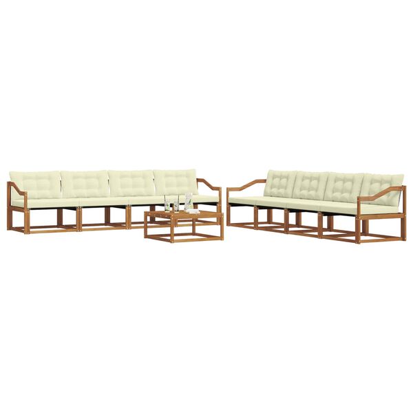 vidaXL Set de canapele de exterior cu pernă 9 pcs Natural și Crem
