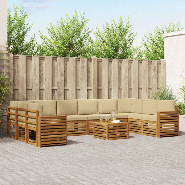 vidaXL Set canapea sectională cu pernă 11 pcs Natural și Bej