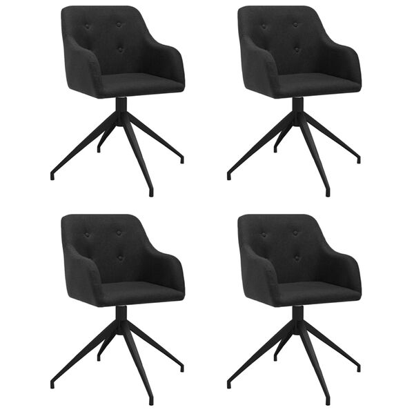vidaXL Scaune de bucătărie pivotante, 4 buc., negru, material textil