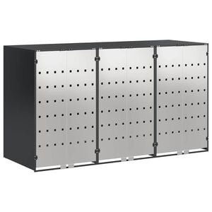 vidaXL Depozitare pentru 3 pubele Wheelie Oţel inoxidabil Antracit