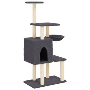 vidaXL Ansamblu de pisici, st&acirc;lpi din funie sisal, gri &icirc;nchis, 131 cm