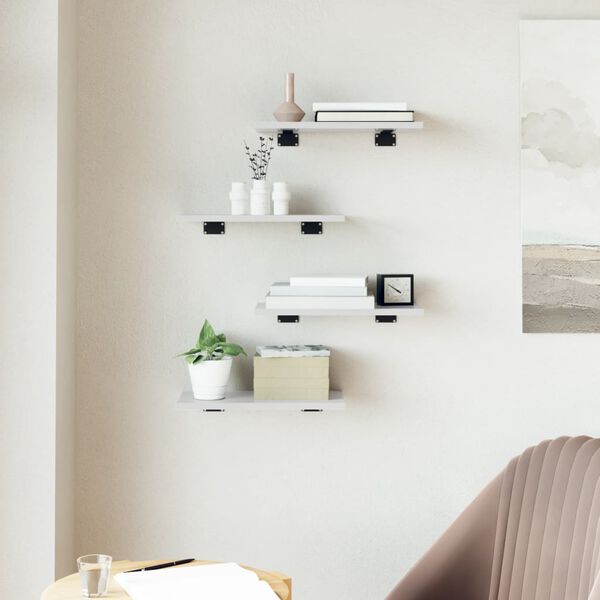 vidaXL Plăci bibliotecă, 4 buc., alb extralucios, 40 x 20 x 1,5 cm PAL