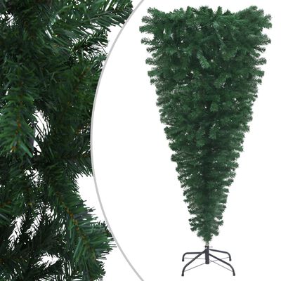 vidaXL Brad Crăciun artificial pre-iluminat inversat, globuri, 120 cm