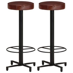 vidaXL Scaune de bar, 2 buc., 76 cm, piele naturală