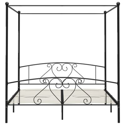 vidaXL Cadru de pat cu baldachin, negru, 200 x 200 cm, metal