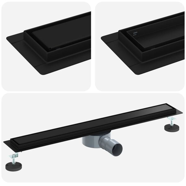 vidaXL Scurgere de duș 2 &icirc;n 1 cu sifon 360&deg; Negru 70 cm