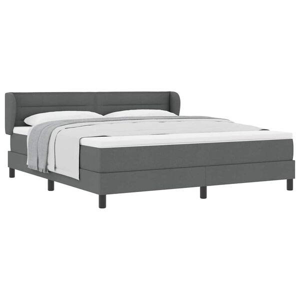 vidaXL Pat boxspring cu saltea Gri închis 180 x 200 cm țesătură