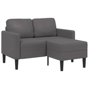 vidaXL Canapea cu 2 locuri și șezlong &icirc;n formă de L, gri, 125 cm, piele ecologică