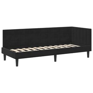 vidaXL Cadru de pat colțar cu headboard Negru 80 cm x 200 cm Catifea