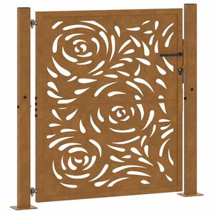 vidaXL Poartă de grădină 100x100 cm, oțel rezistent la intemperii, model flacără