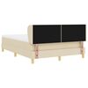 vidaXL Pat cu arcuri cu saltea cu headboard Crem 140 x 190 cm țesătură