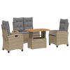 vidaXL Set canapele de grădină, 4 piese, cu perne, bej, poliratan