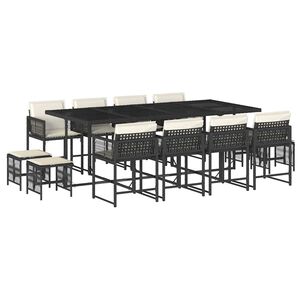 vidaXL Set mobilier de grădină cu perne, 13 piese, negru, poliratan