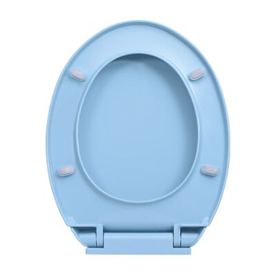 vidaXL Capac WC cu închidere silențioasă, albastru, oval