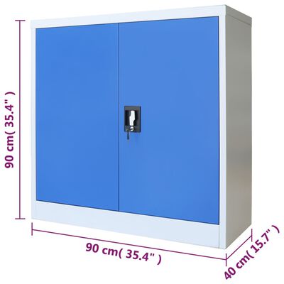 vidaXL Dulap de birou, metal, 90 x 40 x 90 cm, gri și albastru