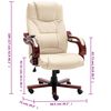 vidaXL Scaun de masaj pentru birou, crem, piele naturală