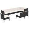 vidaXL Set mobilier de grădină cu perne, 9 piese, negru, poliratan