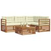 vidaXL Set de canapele de exterior cu pernă 5 pcs Natural și Crem