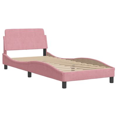 vidaXL Cadru de pat cu lumini LED, roz, 80x200 cm, catifea