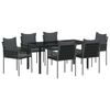 vidaXL Set de masă pentru grădină 7 pcs Negru și Gri Ratan PE