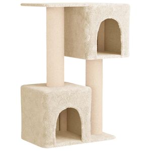 vidaXL Copac pentru pisici cu st&acirc;lpi de zg&acirc;riere din sisal Crem 114 cm
