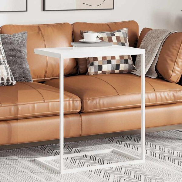 vidaXL Masă laterală, alb, 55x35x66 cm, lemn compozit